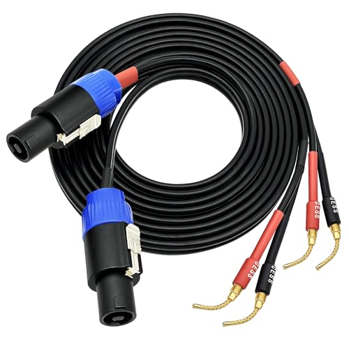 CNCESS Speakon to Flex Braided Pin Banana Speaker Cable, 12AW, 6 FT - color: 6 Feet