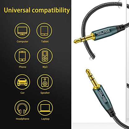 2-Pack 3.5mm Male to Male Stereo Audio Cable Strong Nylon Braided TRS Stereo Hi-Fi Sound AUX Cord for Car, Headphones, Speakers, Smartphones, Home Stereos (4 Feet/1.2m) - size: 4 FT / 2PACK