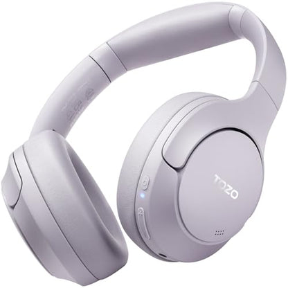 TOZO Hybrid Active Noise Cancelling Headphones, Hi Res Audio | Wireless Over Ear Bluetooth Headset, 60H Playtime, Custom EQ via App Deep Bass Comfort Fit Ear Cups, for Home Office Travel - color: Purple