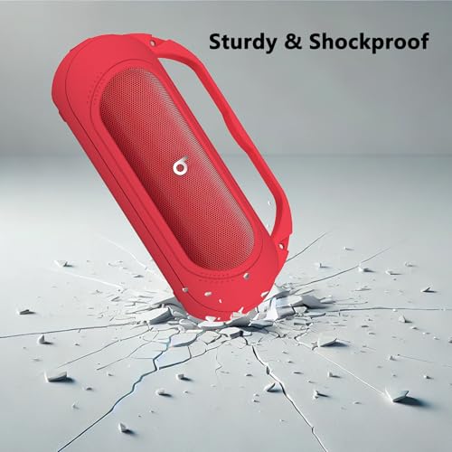 Silicone Cover Case Compatible with Beats Pill 2024 Bluetooth Speaker | Accessories for Beats Pill Speaker Protective Case with Handle, Shockproof and Anti-Scratch Cover (Red) - color: Red