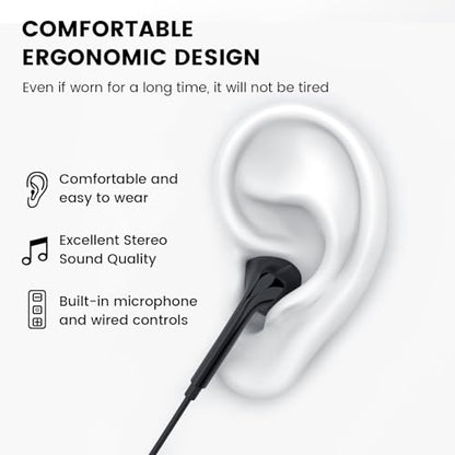 MOSWAG Wired Earbuds with Microphone, 3.5mm Jack in Ear Headphones with Microphone Suitable for Smartphones, Computers, Laptops, IPads, MP3 Players, Etc - color: Black, size: 3 pack