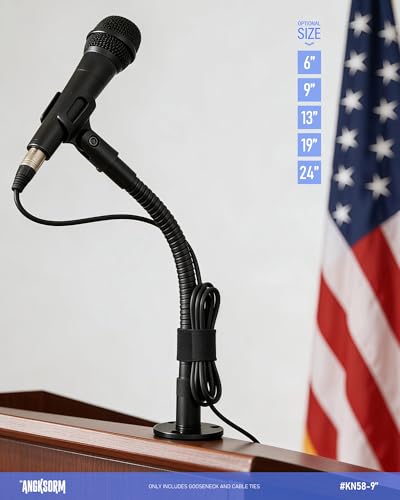 9-Inch Flexible Microphone Gooseneck KN58, 5/8-27 Mic Stand Arm | Short flexible extension tubes arm, 5/8-27 male and female threads, for mic positioning on stands, desks, and podiums - size: 9-INCH
