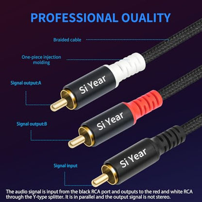 RCA Y Splitter Cable, 1 Male to 2 Male RCA Adapter Audio Cables,Subwoofer Cable for Amplifiers/TV/subs/amps/Hi-Fis/Home Theater/receivers(1M/2PACK) - color: RCAM-2RCAM-1M-2PCS