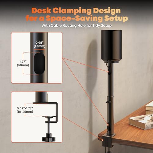Desk Clamp Speaker Stand for SONOS Era 100 SL, Era 100 and Era 300 - Height Adjustable Desk Speaker Mount,Concealed Cable Management, Max Load 11 lbs, Pack of 2, Black