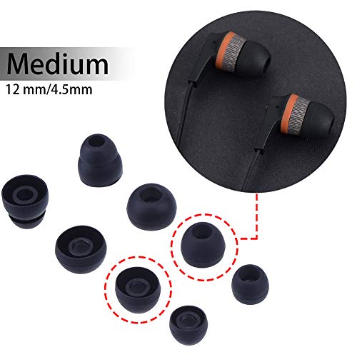 20 Pcs Medium Silicone Earbud Cap Tip Cover Replacement - 10 Black, 10 Clear Title