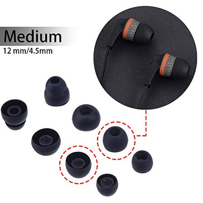 20 Pcs Medium Silicone Earbud Cap Tip Cover Replacement - 10 Black, 10 Clear Title