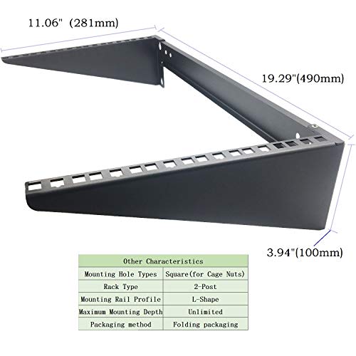 6U Steel Wall Mount Rack Vertical and Horizontal Mounting | For 19 inches IT, Studio, Networking Euipment Including Mounting Hardware (6U) - size: 6U