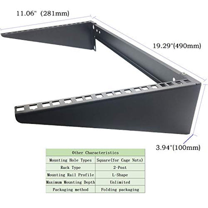 6U Steel Wall Mount Rack Vertical and Horizontal Mounting | For 19 inches IT, Studio, Networking Euipment Including Mounting Hardware (6U) - size: 6U