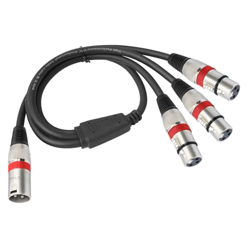 XLR Splitter Cable 3 Way - 1 XLR Male to 3 Female Patch Y Cable Balanced Microphone Splitter 3 in 1 Cord Audio Adapter (60cm/2FT) - color: XLRM-3XLRF-60CM-1PACK