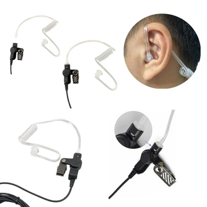 MaximalPower Replacement Surveillance Headset Earpiece for MOTOROLA 2-Pin Radios - Push-to-Talk Mic with Reinforced Cables for Low-Profile Communication