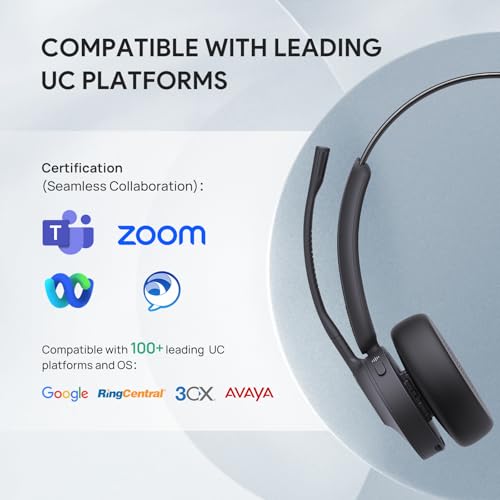 Yealink BH70 UC Bluetooth Headset with Mic for Work from Home Flip-to-Mute | Sound Isolation for Office WFH Call Center, 100+ UC Compatible Teams Cisco Zoom, 35h Talk Battery, 91g Lightest in its class - color: Black (UC), style: Mono (USB-C to A)