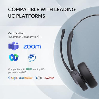 Yealink BH70 UC Bluetooth Headset with Mic for Work from Home Flip-to-Mute | Sound Isolation for Office WFH Call Center, 100+ UC Compatible Teams Cisco Zoom, 35h Talk Battery, 91g Lightest in its class - color: Black (UC), style: Mono (USB-C to A)