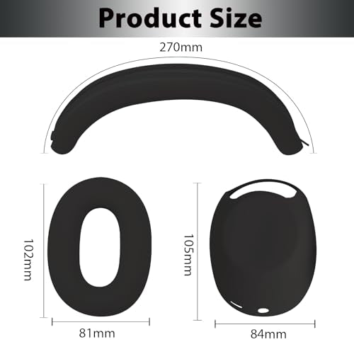 Adhiper 3-in-1 Silicone Sweat Case Cover for Sony WH-1000XM6 Headphones, XM6 Covers Accessories Silicone Ear Pads Covers & Headband Cover & Ear Cups Protector, Washable & Sweatproof - Black - color: Black