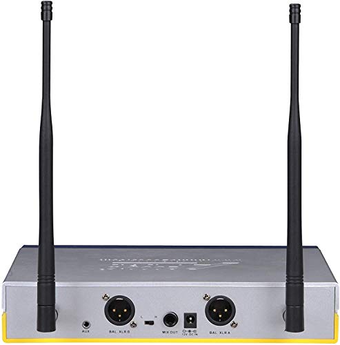 AUDIO 2000'S 6952UMH Battery-Powered UHF 200-Freq Wireless System with 1 Dual-Chan Wireless Receiver, 2 Wireless Body-Pack Transmitters, 2 Headset Microphones, and 2 Lavalier Microphones