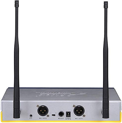 AUDIO 2000'S 6952UMH Battery-Powered UHF 200-Freq Wireless System with 1 Dual-Chan Wireless Receiver, 2 Wireless Body-Pack Transmitters, 2 Headset Microphones, and 2 Lavalier Microphones