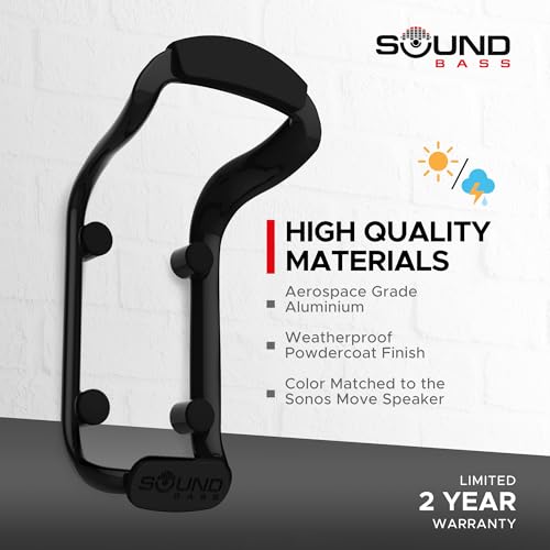 Move Speaker Wall Mount Bracket, Weatherproof, Black | Compatible with Sonos Move & Move 2, Including Mounting Accessories - color: Black