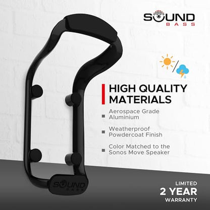 Move Speaker Wall Mount Bracket, Weatherproof, Black | Compatible with Sonos Move & Move 2, Including Mounting Accessories - color: Black