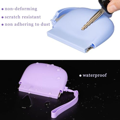 2-Pack Silicone Earbud & Cable Organizer Case with 2 Cord Winders, Pop-Open Storage Box for Headphones, Charging Cords, Small Accessories, Coin Purse – Blue & Purple