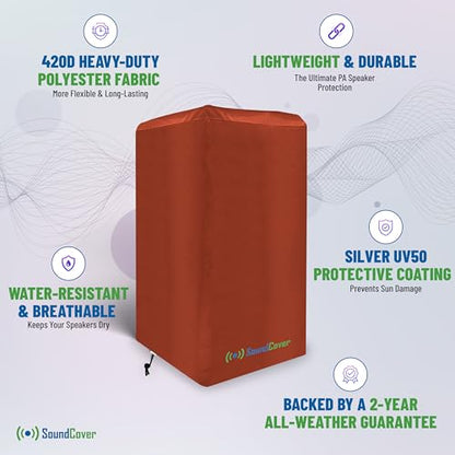 8-Inch PA/DJ Speaker Cover – Brown 420D Polyester with Silver UV50 Coating – Water-Resistant, Protective Bag for Stand-Mounted Powered Speakers – Lightweight, Open-Bottom Design (Single Cover) - size: 8 Inch Single Cover