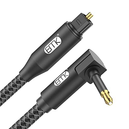 EMK Premium 90° Right-Angle Mini Toslink Cable (6Ft/2M) - 3.5mm Optical Digital Audio Cable for Sound Bars, TVs & Home Theater - SPDIF/Toslink Compatible, Black - color: Black4, size: 6 Feet/2M, style: 90 Degree Mini Toslink