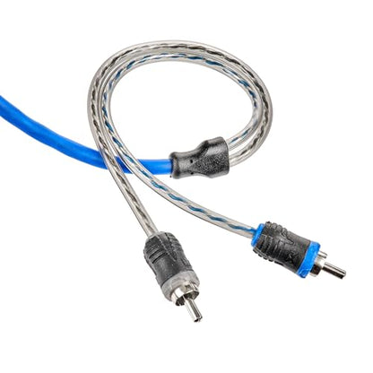 NVX® XIV26 19.69 ft (6 Meter) Oxygen Free Copper 2-Channel Twisted Pair V-Series Car Audio RCA Audio Interconnect Cable with Shielded Noise Reduction and Split-tip Silver-Plated Ends | Oxygen Free Copper Twisted Pair V-Series with Shielded Noise Reduction