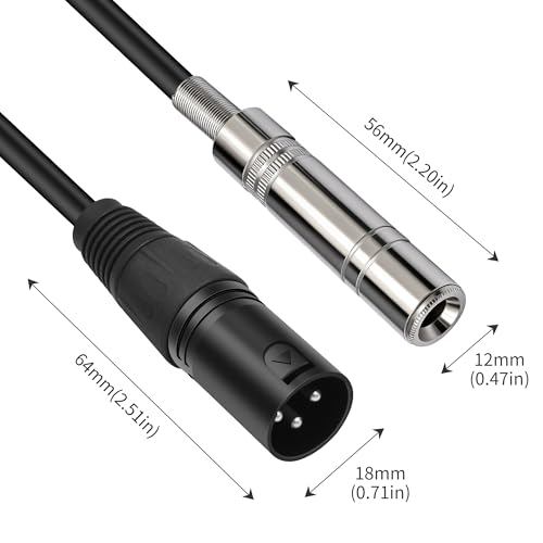 XLR Male to 1/4 inch 6.35MM Female Stereo Audio Cable 3PIN XLR Male to TRS Female Cable 1 FT(30cm) 2pcs - style: 3PIN XLR male to 6.35MM TRS Female Cable 1 FT(30cm)