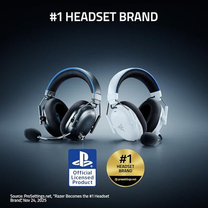 Razer BlackShark V3 Pro Wireless ANC PlayStation Gaming Headset, White | Full Band Mic, 50mm Drivers, 2.4 GHz, Bluetooth, 3.5mm, Works with PC, Mac, Nintendo Switch, Smartphone, 70 Hr Battery - color: White, style: PS5