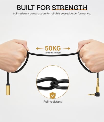ULTRICS Headphone Extension Cable, 3.5mm Extension Cable, Right Angle Male to Female Headphone Jack Extender, AUX Cord Extender Compatible with Smartphone Tablet MP3 Speaker Headset Car Stereo (1M) - size: 1M