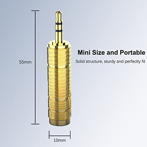 3.5mm Male to 6.35mm Female Headphone Adapter, TRS 1/8 Inch Plug to 1/4 Inch Jack Stereo Audio Adapter for Amplifiers, Guitar, Home Theater Devices, Laptop, Headphones etc