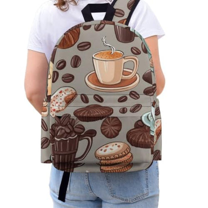 Travel Backpack for Women Men Carry On Backpack Coffee Collection Laptop Bag Lightweight Casual Daypack - color: Coffee and Sweets Sugar Chocolate