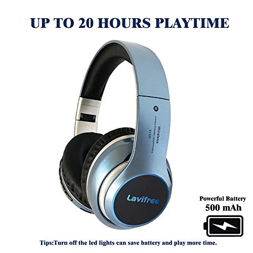 Bluetooth Wireless Headphones, Over Ear LED Light Up Headset with Mic,Hi-Fi Stereo Foldable Wireless/Wired,Micro SD/TF, FM for Adult Teen Kid for Phone/Samsung/Pad/PC/Kindle/Laptop/TV(Blue) - color: Blue