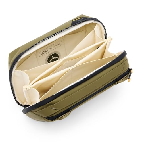 Peak Design Tech Pouch, Kelp, Electronics Organizer for Travel or Everyday Carry, Origami-Style Storage, Cable Pass-Through, Weatherproof Recycled Nylon, Gear Carry Bag for Men and Women - color: Kelp, size: Regular