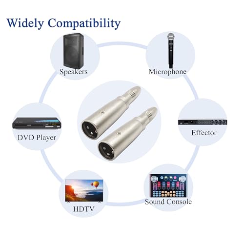 XLR to 1/4" Adapter 3PIN XLR Male to 6.35MM Female Connector Compatible with Microphone, Stereo, Mixer 2pcs - style: XLR Male to 6.35MM Female Adpapter