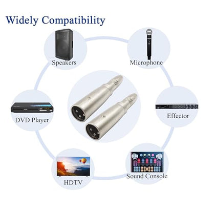 XLR to 1/4" Adapter 3PIN XLR Male to 6.35MM Female Connector Compatible with Microphone, Stereo, Mixer 2pcs - style: XLR Male to 6.35MM Female Adpapter