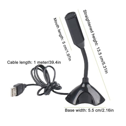 USB Computer Microphone Professional Network Chat Tool Plug and Play Suitable for Desktop and Laptop Computers (Black)