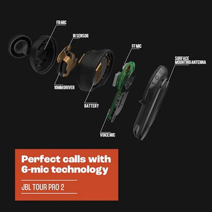 JBL Tour Pro 2 - Noise Cancelling Earbuds - Black | Smart Charging Case for seamless experience