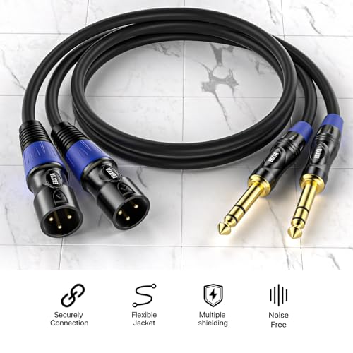 EBXYA 3ft 2Pack 1/4 TRS 6.35mm to 3Pin XLR Balanced Male Audio Cable | Double Shielded, Bend-Resistant, for Studio, Mixers, Guitars - size: 3 feet-2 Pack, style: TRS to XLR Male