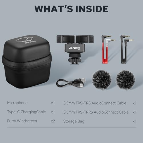 ZENIKO OC-D1 Stereo Dual Shotgun Mic Rotatable Microphone for Camera Phone