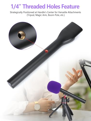 YOUSHARES Handheld Adaptor with Foam Cover, Compatible with Rode and DJI Wireless Microphones for Interviews (Purple Foam)