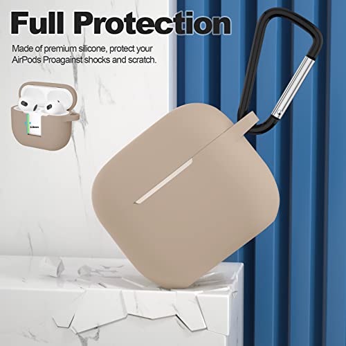 Compatible with AirPods 3 Case, Protective Silicone Cover for AirPods 3rd Generation Case 2021, Wireless Charging - Tan - color: C-Tan