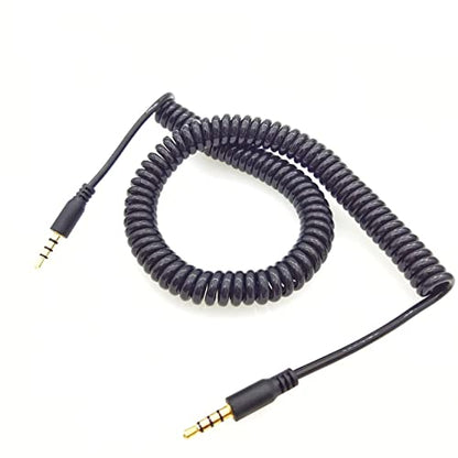 Seadream Auxiliary 3.5mm Coiled TRRS Audio & Microphone Cable Coiled TRRS 3.5mm Audio Cable;4Pole 3.5mm TRRS Male to Male Coiled Aux Cord Cable 3M