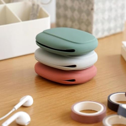 Silicone Headphone Organizer - 3 Pcs Data Cable Storage Case - Mini Key Box - Portable Wired Headset Storage Bag for Earbuds, Keys, USB Drives