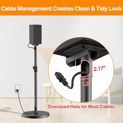 Heavy-Duty Bookshelf Speaker Stands for Vizio Speaker Stands Pair with Vizio Soundbar Mount for Surround Sound - Adjustable Floor Speaker Stands for Vizio Rear Speaker Stands with Cable Management