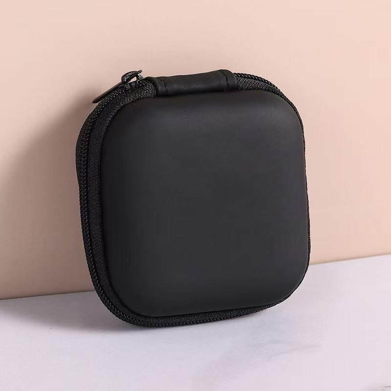 Square EVA Hard Shell Case, Mini Portable Organizer Pouch for Earbuds, Earplugs, USB Cables, Coins, Keys and Small Electronics Black - color: Black
