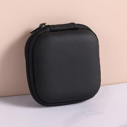 Square EVA Hard Shell Case, Mini Portable Organizer Pouch for Earbuds, Earplugs, USB Cables, Coins, Keys and Small Electronics Black - color: Black