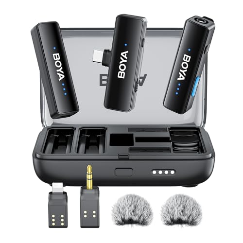 BOYALINK 2 Wireless Lavalier Microphone for iPhone15/16 Android Camera Laptop,48kHz/24-bit,1000ft Range, Mono/Stereo, 30H Use, USB-C/Lightning/TRS Plug Noise Cancellation for TikTok Video Recording