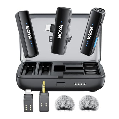 BOYALINK 2 Wireless Lavalier Microphone for iPhone15/16 Android Camera Laptop,48kHz/24-bit,1000ft Range, Mono/Stereo, 30H Use, USB-C/Lightning/TRS Plug Noise Cancellation for TikTok Video Recording