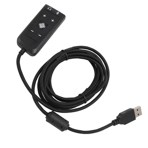 WALFRONT USB to 3.5mm Audio Adapter with Surround Sound, Dual Volume Control Jack for Headset Microphone, Compatible with Cloud II PC and Gaming Consoles
