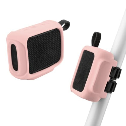 Silicone Case Cover for JBL Go 5 Portable Speaker(Pink) | Travel Carrying Protective Pouch with Attach Straps for Bike Golf Cart Scooter-TXEsign - color: Pink