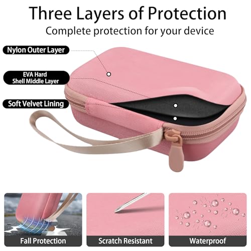 for JBL Go 5/4/3 Ultra Portable Speaker Hard Travel Case, Pink | Protective Storage Bag with Mesh Pocket & Hand Strap, Shockproof EVA Carrying Box, Soft Lining - color: Pink Case